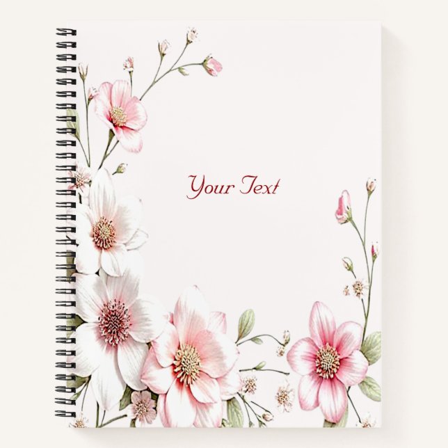 Cuaderno Floral Rosa Blanco Elegante (Anverso)