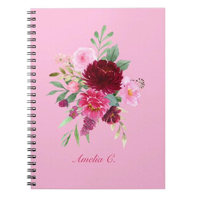 Cuaderno Floral Rosa Bonito para Chicas (Frente)
