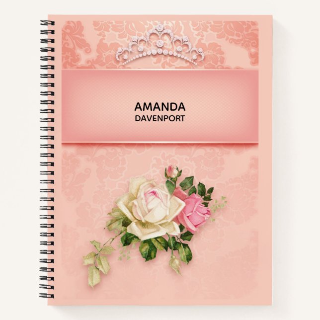 Cuaderno Floral rosa con diseño de princesa Diamond Tiara (Anverso)