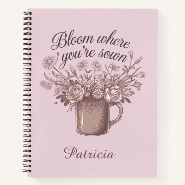 Cuaderno Floral rosa con motivos elegantes (Anverso)