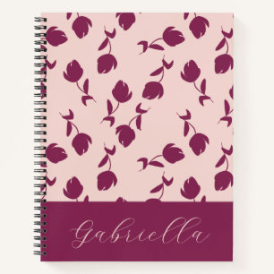 Cuaderno Floral Rosa Con Nombre