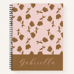 Cuaderno Floral Rosa Con Nombre
