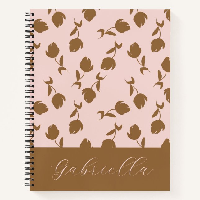 Cuaderno Floral rosa con nombre (Anverso)