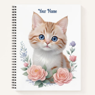 Cuaderno Floral rosa de gato suave