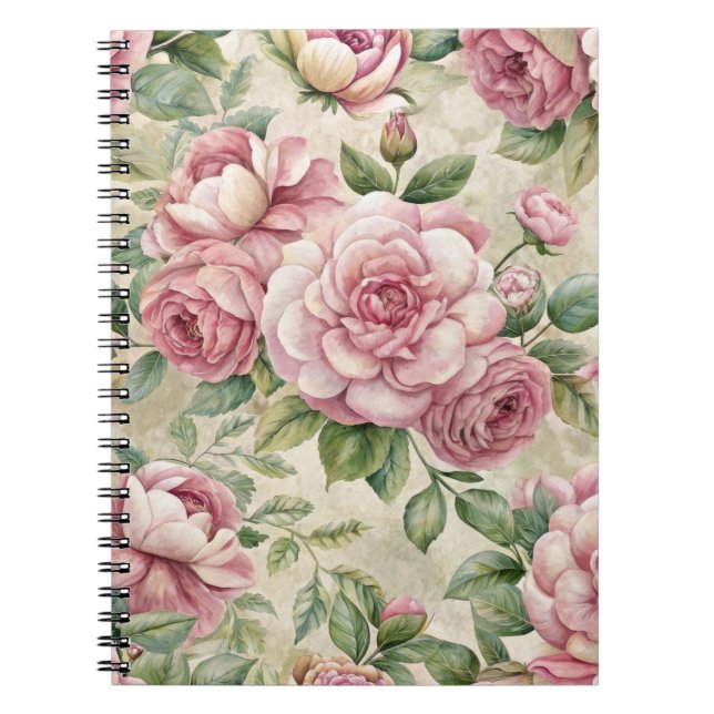Cuaderno Floral rosa de inspiración bonito (Frente)