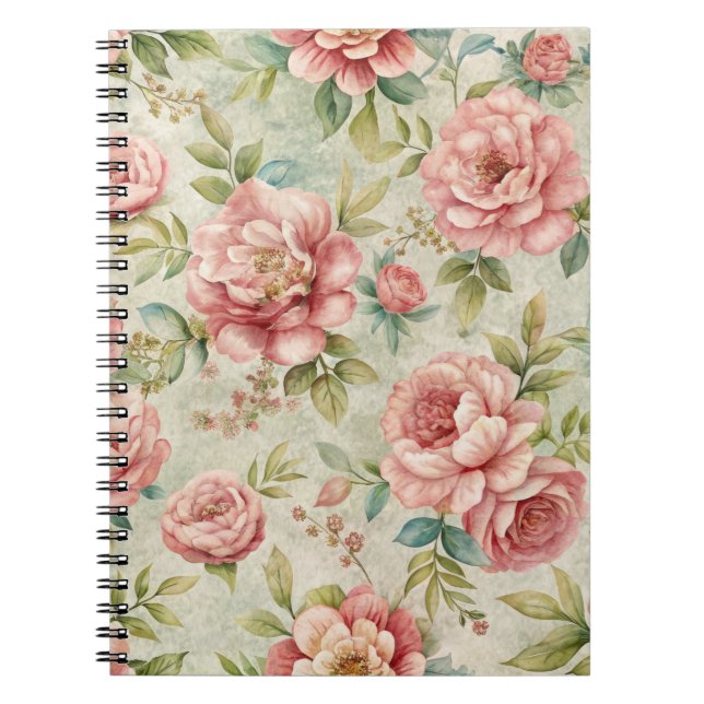 Cuaderno Floral rosa de inspiración bonito (Frente)