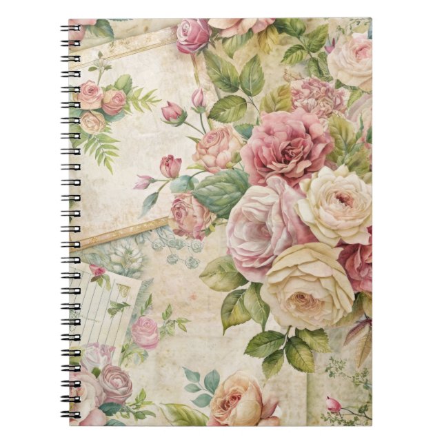 Cuaderno Floral rosa de inspiración bonito (Frente)