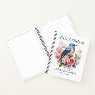 Cuaderno Floral rosa de pájaro azul 50 cumpleaños