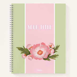 Cuaderno floral rosa lindo para niñas escolares