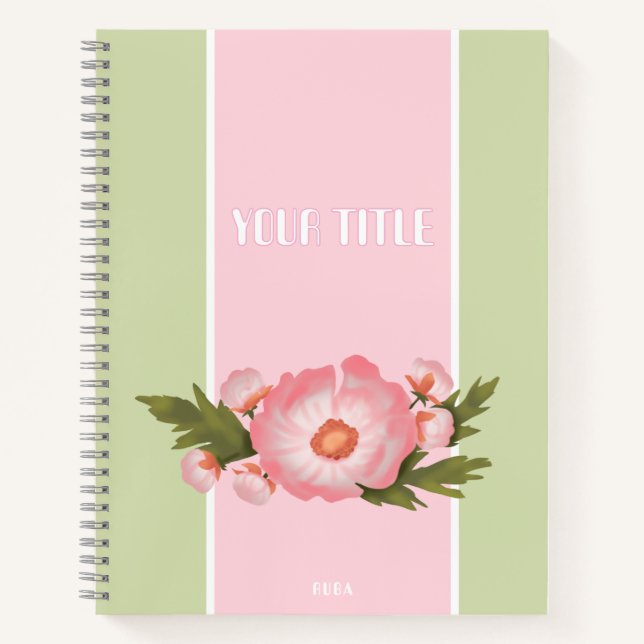 Cuaderno floral rosa lindo para niñas escolares (Anverso)