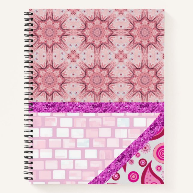 Cuaderno Floral rosa para bloc de notas en espiral (Anverso)