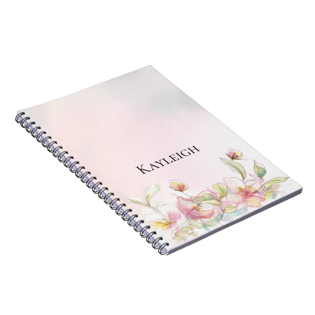 Cuaderno Floral rosa Rubor bonito (Lado Derecho)