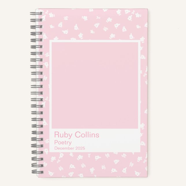 Cuaderno Floral Rosa Suave Minimal Ditsy (Anverso)