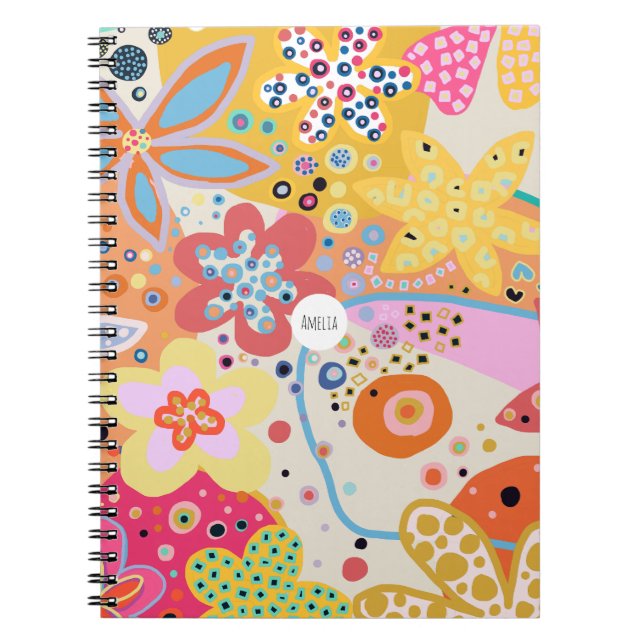 Cuaderno Floral rosa y colorida (Frente)