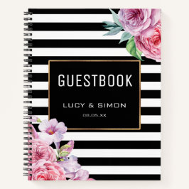 Cuaderno Floral rosa y rayas