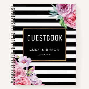 Cuaderno Floral rosa y rayas