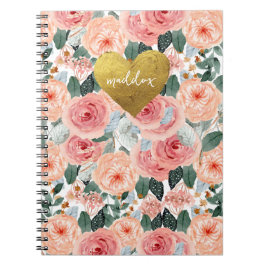 Cuaderno Floral rosa y rosa personalizada