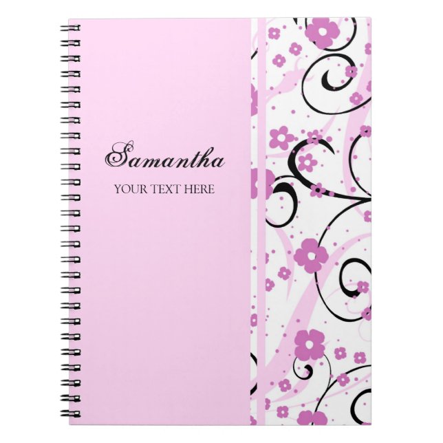 Cuaderno floral rosado conocido de encargo (Frente)
