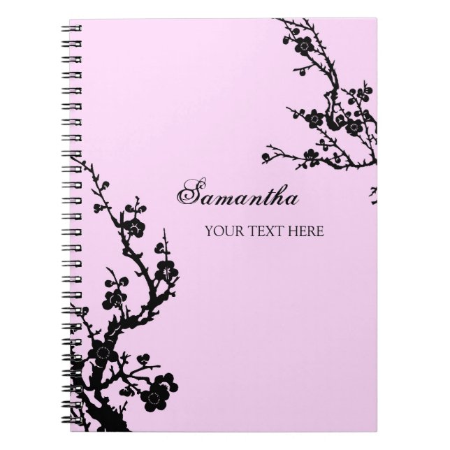 Cuaderno floral rosado y negro conocido de encargo (Frente)