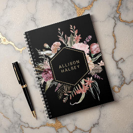 Cuaderno Floral rústica elegante con marco geométrico