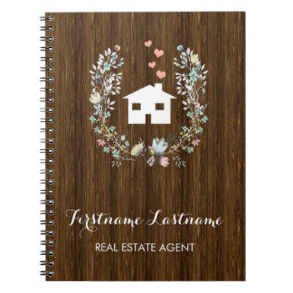 Cuaderno floral rústico del agente inmobiliario