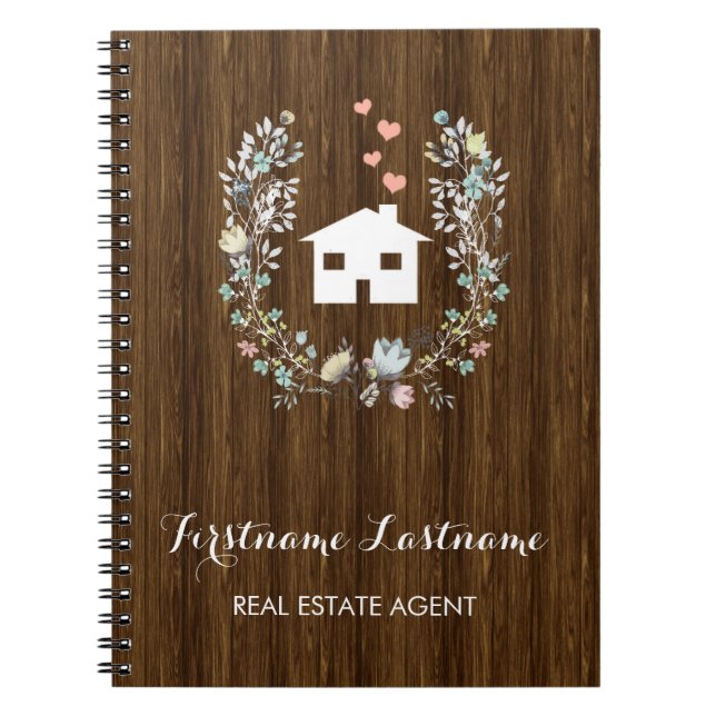 Cuaderno floral rústico del agente inmobiliario (Frente)