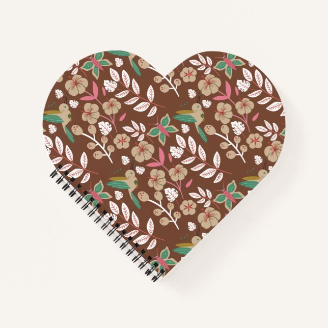 Cuaderno Floral seamless pattern flowers, leaves, butterfly (Anverso)