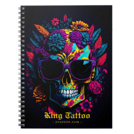 Cuaderno Floral Skull Colorido Retro Elegante Artista de ta