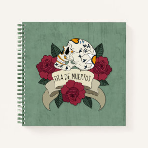 Cuaderno Floral Skull Dia de los Muertos Portátil