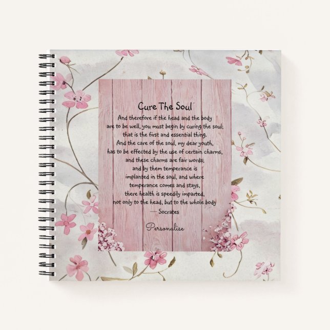 Cuaderno Floral Socrates Soul Health Wisdom Quote Journal (Anverso)