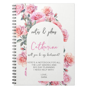 Cuaderno floral sonrosado ¿serás mi dama de honor?