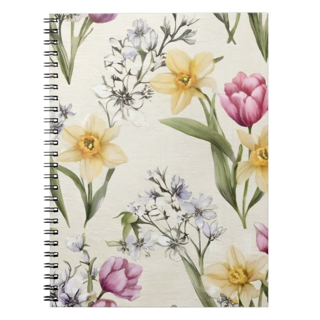 Cuaderno Floral Spiral Notebook | Vintage Botanical Flower (Frente)
