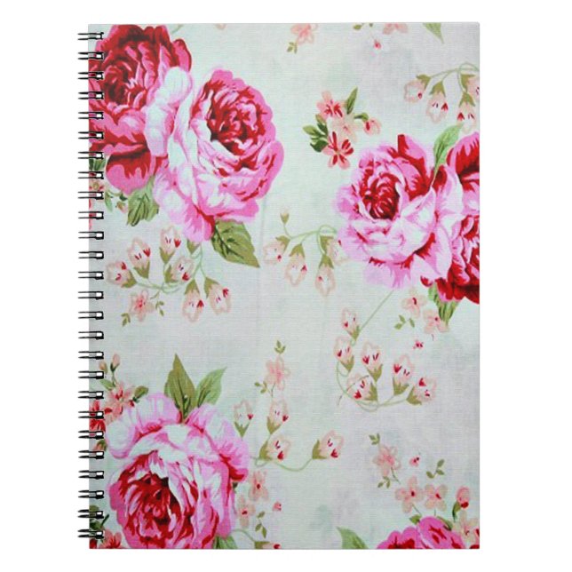 Cuaderno Floral subió elegante del rosa de cabaña del (Frente)