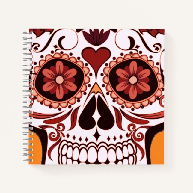 Cuaderno Floral Sugar Skull Day of the Dead Art (Anverso)
