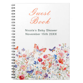 Cuaderno Floral Summer Butterfly Baby Shower Guest Book