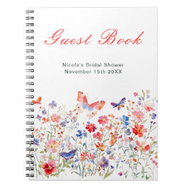 Cuaderno Floral Summer Butterfly Bridal Shower Guest Book