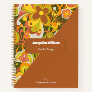 Cuaderno Floral Swirls II Green Groovy 60s 70s