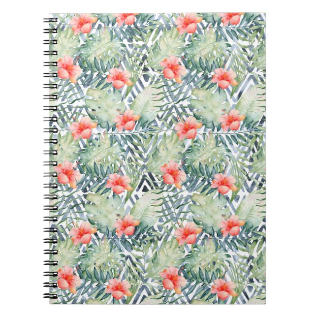 Cuaderno Floral tribal tropical hibiscus (Frente)