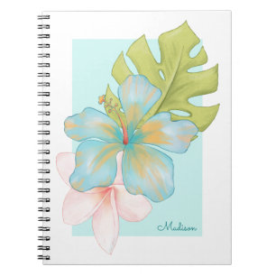 Cuaderno Floral tropical fresca de verano con nombre