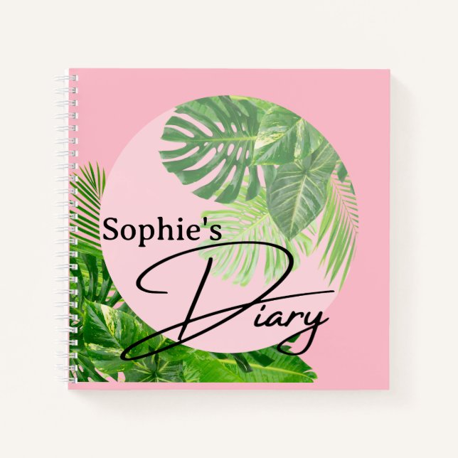 Cuaderno Floral tropical rosa rosada Chica personalizada (Anverso)