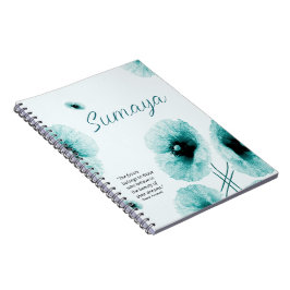 Cuaderno Floral Turquesa Elegante Personalizable
