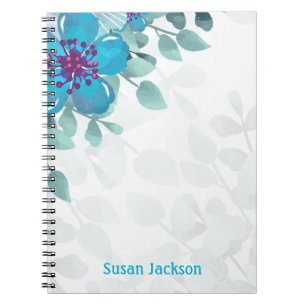 Cuaderno Floral turquesa personalizada