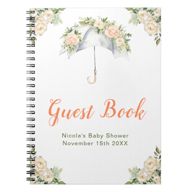Cuaderno Floral Umbrella Baby Shower Guest Book (Frente)