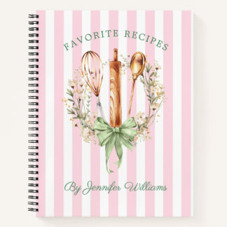 Cuaderno Floral Utensils Cooking Bakery Recipe Notebook