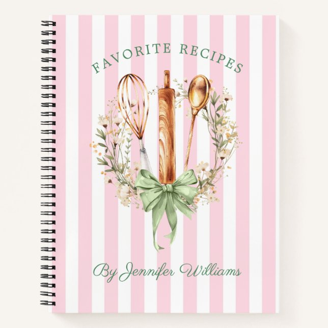 Cuaderno Floral Utensils Cooking Bakery Recipe Notebook (Anverso)