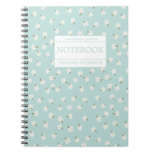 Cuaderno Floral Verde azulada ligera (Frente)