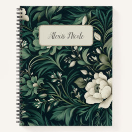 Cuaderno Floral verde de esmeralda oscura