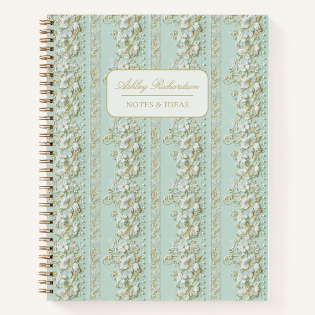 Cuaderno Floral Verde Personalizado (Anverso)
