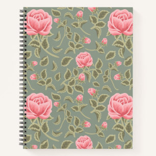 Cuaderno Floral verde y rosa
