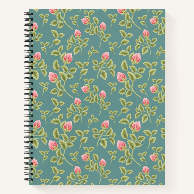 Cuaderno Floral verde y rosa (Anverso)